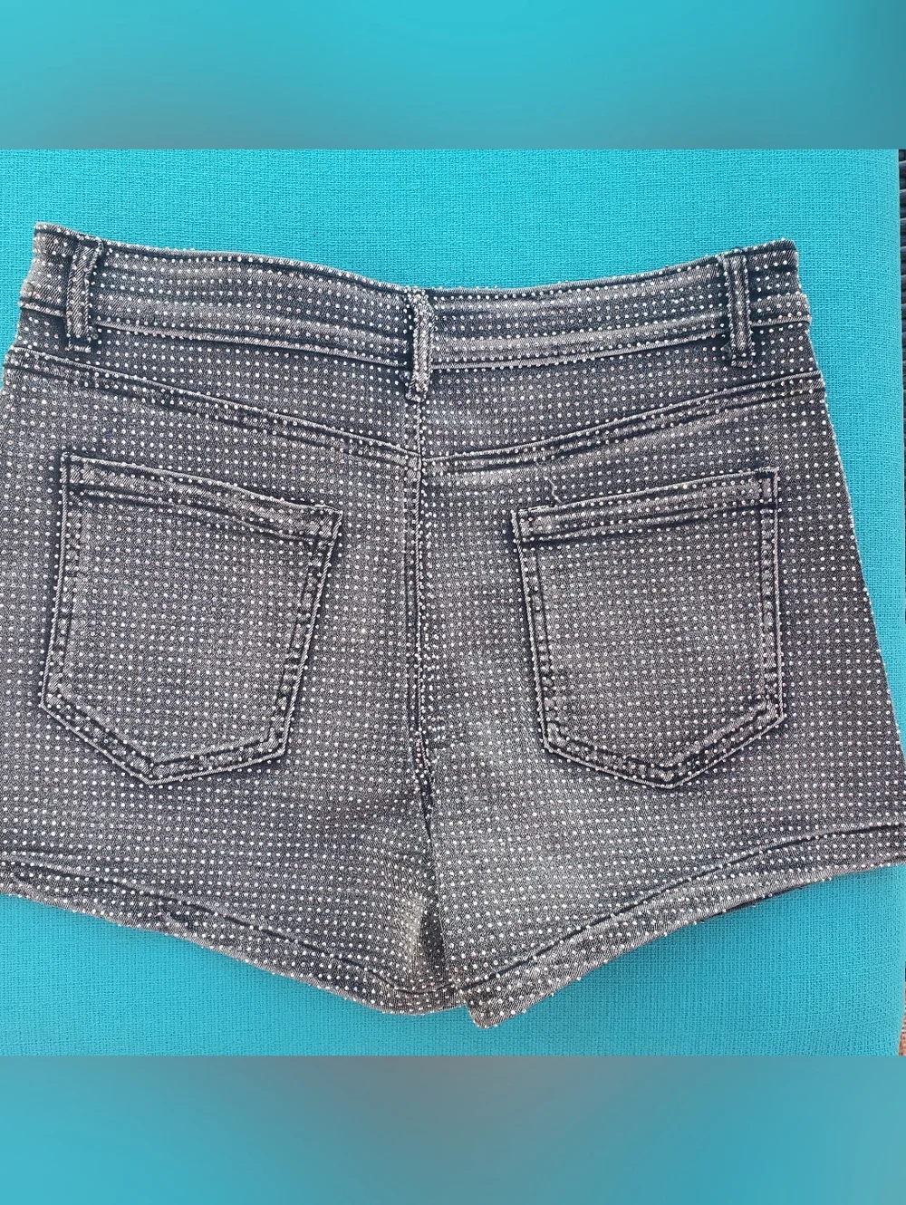 NWT Legend Black Cotton Dazzle Stretch Denim Shorts L